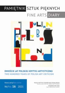 Okładka: Pamiętnik Sztuk Pięknych, t. 16 (2021)