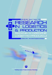 Okładka: Research in Logistics & Production - Badania w dziedzinie logistyki i produkcji, Vol. 2, No. 1, 2012