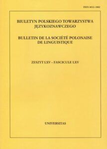 Okładka: Biuletyn Polskiego Towarzystwa Językoznawczego. Zeszyt LXV