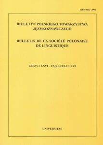 Okładka: Biuletyn Polskiego Towarzystwa Językoznawczego. Zeszyt LXVI