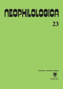 Okładka: Neophilologica. Vol. 23: Le figement linguistique et les trois fonctions primaires (prédicats, arguments, actualisateurs) et autres études