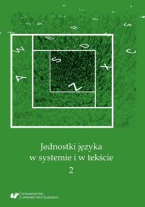 Okładka: Jednostki języka w systemie i w tekście 2