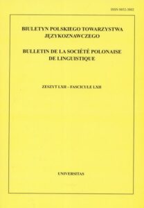 Okładka: Biuletyn Polskiego Towarzystwa Językoznawczego. Zeszyt LXIX