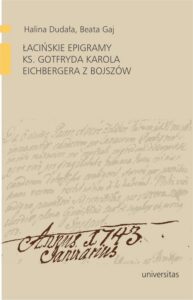 Okładka: Łacińskie epigramy ks. Gotfryda Karola Eichbergera z Bojszów