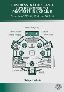 Okładka: Business, Values, and EU’s Response to Protests in Ukraine. Cases from 2003–04, 2010, and 2013–14