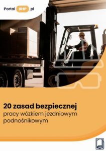 Okładka: 20 zasad bezpiecznej pracy wózkiem jezdniowym podnośnikowym