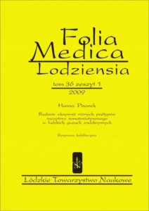 Okładka: Folia Medica Lodziensia t. 36 z. 1/2009