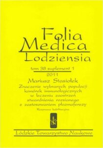 Okładka: Folia Medica Lodziensia t. 38 suplement 1 2011