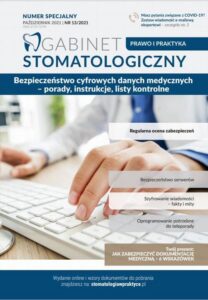 Okładka: Gabinet Stomatologiczny Prawo i Praktyka Bezpieczeństwo cyfrowych danych medycznych – porady, instrukcje, listy kontrolne