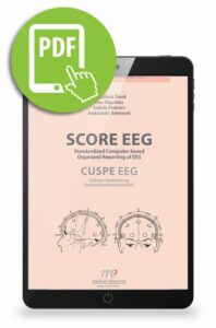 Okładka: SCORE EEG Standardized Computer-based Organized Reporting of EEG. CUSPE EEG Cyfrowy Ujednolicony System Prezentowania EEG