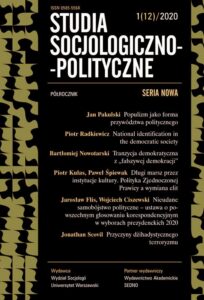 Okładka: Studia Socjologiczno-Polityczne 1(12)/2020