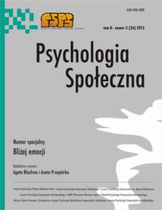 Okładka: Psychologia Społeczna nr 3(26)/2013