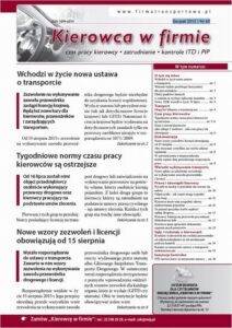 Okładka: Kierowca w firmie sierpień 2013 nr 60