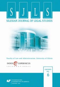 Okładka: Silesian Journal of Legal Studies. Vol. 6