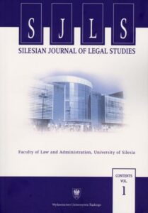 Okładka: Silesian Journal of Legal Studies. Contents Vol. 1