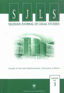 Okładka: Silesian Journal of Legal Studies. Contents Vol. 3