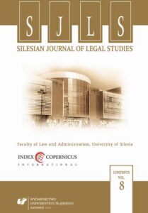 Okładka: Silesian Journal of Legal Studies. Vol. 8