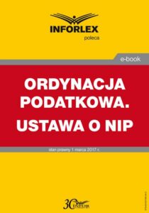 Okładka: ORDYNACJA PODATKOWA. USTAWA O NIP