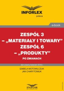 Okładka: Zespół 3 – „Materiały i towary”. Zespół 6 „Produkty” po zmianach