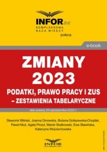 Okładka: Zmiany 2023. Podatki,prawo pracy i ZUS-zestawienie tabelaryczne