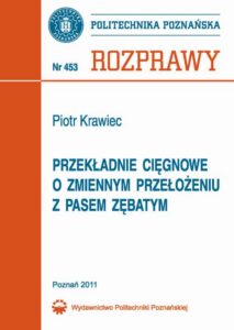 Okładka: Przekładnie cięgnowe o zmiennym położeniu z pasem zębatym