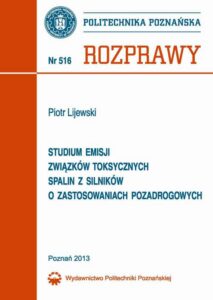 Okładka: Studium emisji związków toksycznych spalin z silników o zastosowaniach pozadrogowych