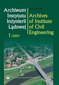 Okładka: Archiwum Instytutu Inżynierii Lądowej 1/2007