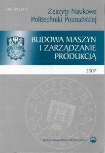 Okładka: Zeszyt Naukowy Budowa Maszyn i Zarządzanie Produkcją 7/2007