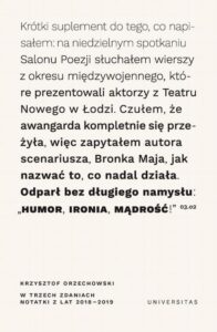 Okładka: W trzech zdaniach Notatki z lat 2018/2019