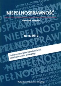 Okładka: Niepełnosprawność, Nr 8. Problemy resocjalizacji penitencjarnej i niedostosowania społecznego