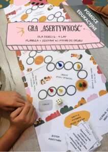 Okładka: Gra planszowa "Asertywność" dla dzieci 6-9 lat (do druku). Pomoc edukacyjna