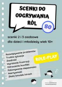 Okładka: Scenki do odgrywania ról. 80 role-play dla dzieci i młodzieży w wieku 10+. E-book. Pomoc edukacyjna do druku