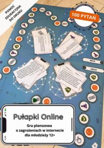 Okładka: Pułapki Online. Gra planszowa do druku o zagrożeniach w internecie dla młodzieży 12+