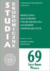 Okładka: Społeczno-kulturowe uwarunkowania systemów gospodarczych. SE 69
