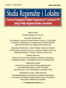 Okładka: Studia Regionalne i Lokalne nr 1(43)/2011