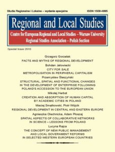 Okładka: Regional and Local Studies, special issue 2010