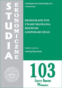 Okładka: Studia Ekonomiczne. Demograficzne uwarunkowania rozwoju gospodarczego. SE 103