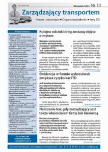 Okładka: Zarządzający transportem Wrzesień 2013 nr 10