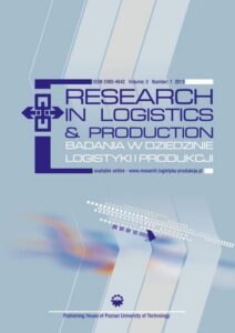 Okładka: Research in Logistics & Production - Badania w dziedzinie logistyki i produkcji, Vol. 3, No. 1, 2013