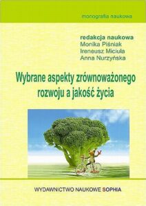 Okładka: Wybrane aspekty zrównoważonego rozwoju a jakość życia