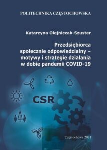 Okładka: Przedsiębiorca społecznie odpowiedzialny – motywy i strategie działania w dobie pandemii COVID-19
