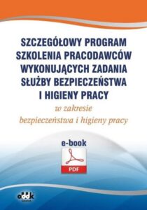 Okładka: Szczegółowy program szkolenia pracodawców wykonujących zadania służby bezpieczeństwa i higieny pracy w zakresie bezpieczeństwa i higieny pracy (e-book)