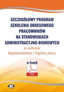 Okładka: Szczegółowy program szkolenia okresowego pracowników na stanowiskach administracyjno-biurowych w zakresie bezpieczeństwa i higieny pracy (e-book)