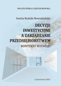 Okładka: Decyzje inwestycyjne a zarządzanie przedsiębiorstwem